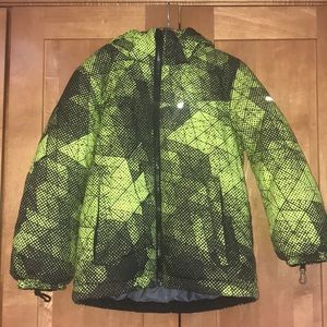 Obermeyer lime green & black ski jacket size 6